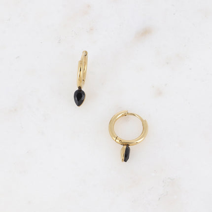 Mini hoop earrings - small crystal drop