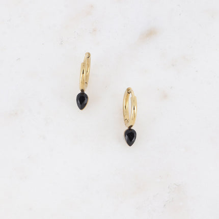 Mini hoop earrings - small crystal drop