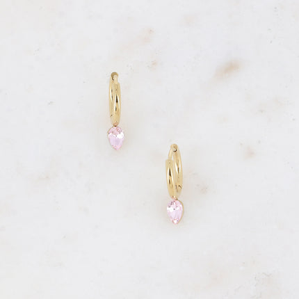 Mini hoop earrings - small crystal drop