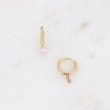 Mini hoop earrings - small crystal drop