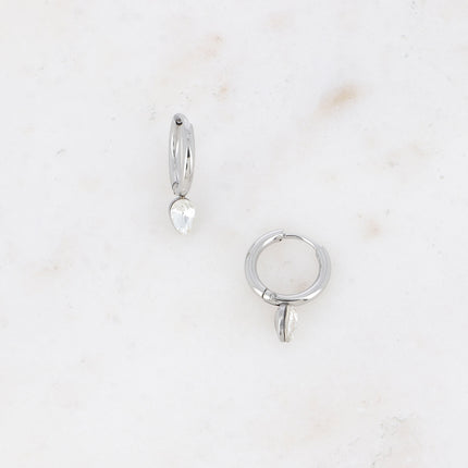 Mini hoop earrings - small crystal drop