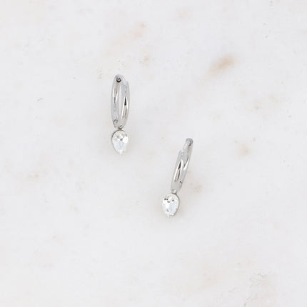 Mini hoop earrings - small crystal drop