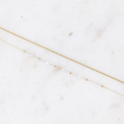 Bracelet 2 rangs Mélisandre - chaîne fine avec oxydes de zirconium et maille miroir