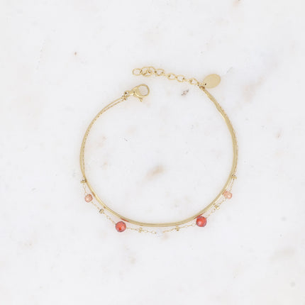 Bracelet 2 rangs Mélisandre - chaîne fine avec oxydes de zirconium et maille miroir