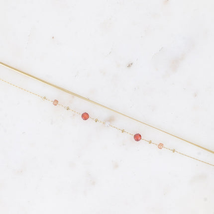 Bracelet 2 rangs Mélisandre - chaîne fine avec oxydes de zirconium et maille miroir