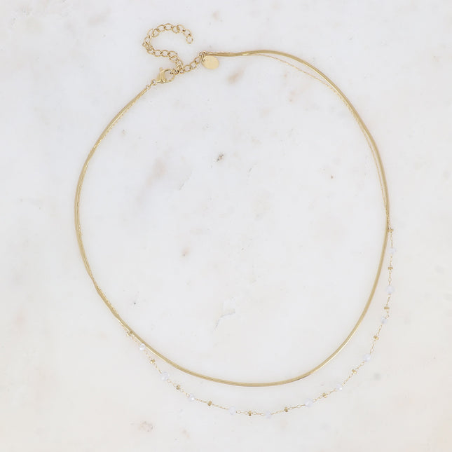 Two-strand Melisandre necklace - mirror mesh and cubic zirconia beads