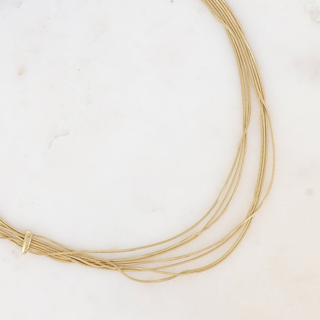 Aseyam Necklace - 7 fine snake links and fixed ring