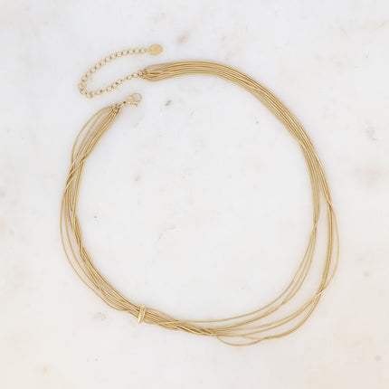 Collier Aseyam - 7 mailles serpent fines et anneau fixe