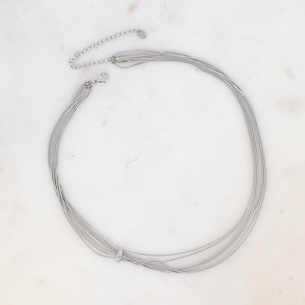 Collier Aseyam - 7 mailles serpent fines et anneau fixe