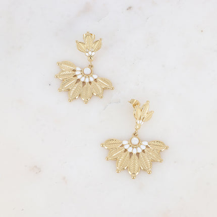 Boucles pendantes - 2 empiècements, motif fleur ethnique