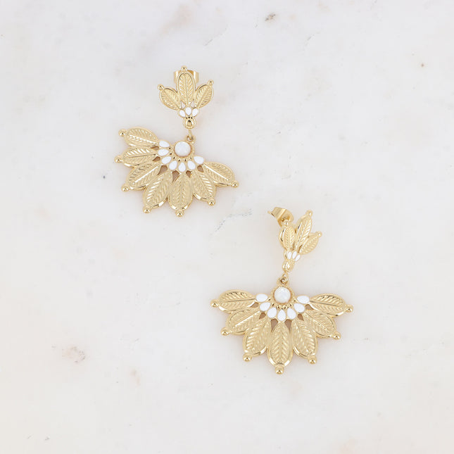 Dangle earrings - 2 panels, ethnic flower pattern