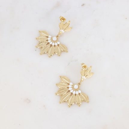 Boucles pendantes - 2 empiècements, motif fleur ethnique