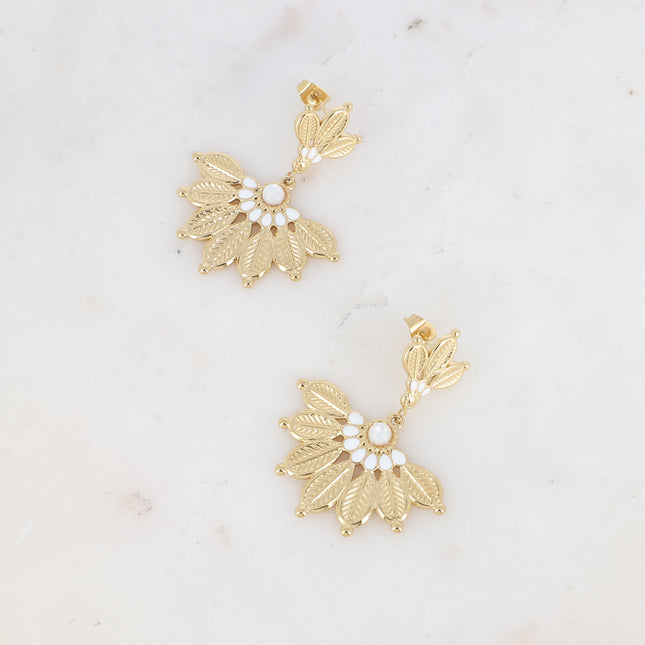 Dangle earrings - 2 panels, ethnic flower pattern