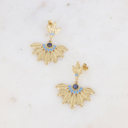 Boucles pendantes - 2 empiècements, motif fleur ethnique