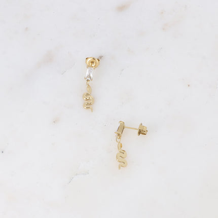 Boucles puces Aglaia - serpent et oxydes de zirconium