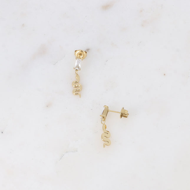 Boucles puces Aglaia - serpent et oxydes de zirconium