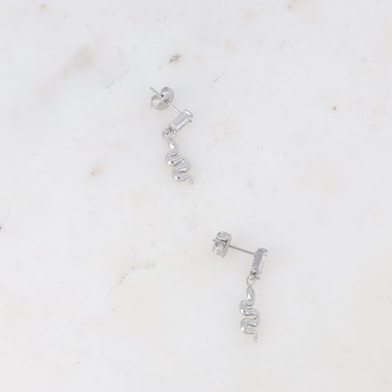 Boucles puces Aglaia - serpent et oxydes de zirconium