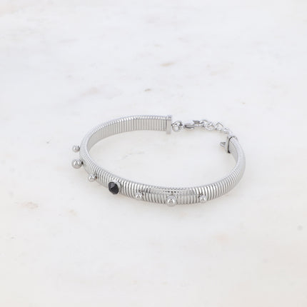 Jonc strié Tahlia - cristal Swarovski® PP20 et boules