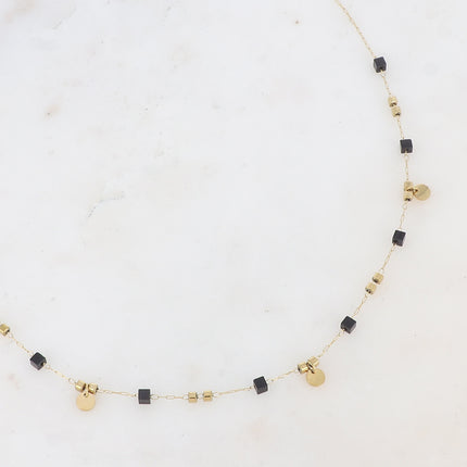 Collier - pierres naturelles et pampilles rondes
