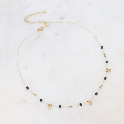 Collier - pierres naturelles et pampilles rondes