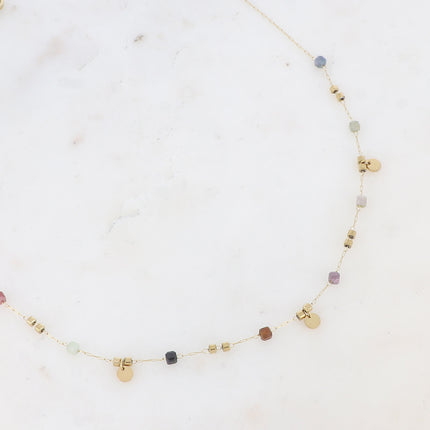 Collier - pierres naturelles et pampilles rondes