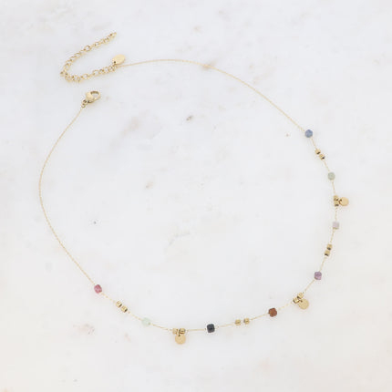 Collier - pierres naturelles et pampilles rondes
