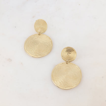 Boucles pendantes - 2 empiècements, spirales gravées