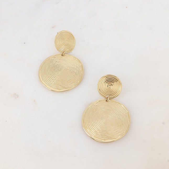 Boucles pendantes - 2 empiècements, spirales gravées