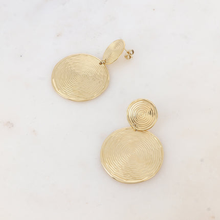 Boucles pendantes - 2 empiècements, spirales gravées