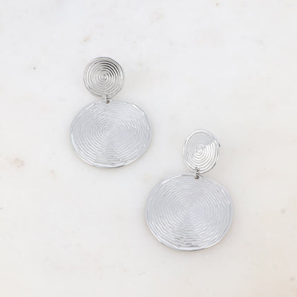 Boucles pendantes - 2 empiècements, spirales gravées
