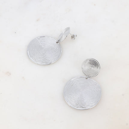 Boucles pendantes - 2 empiècements, spirales gravées