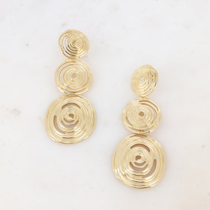 Boucles pendantes Alison - 3 empiècements, spirales gravées