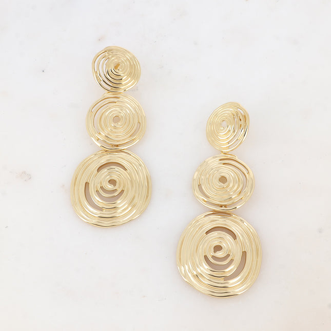 Boucles pendantes Alison - 3 empiècements, spirales gravées