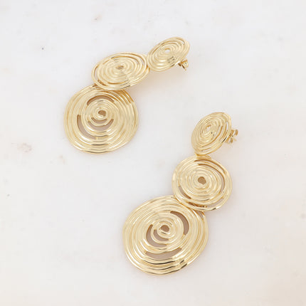 Boucles pendantes Alison - 3 empiècements, spirales gravées