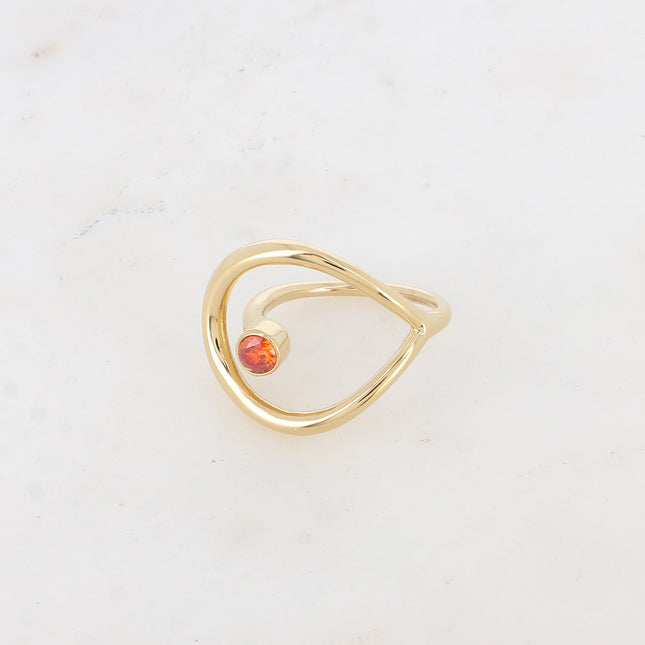 Bague - forme ajourée et cristal taillé