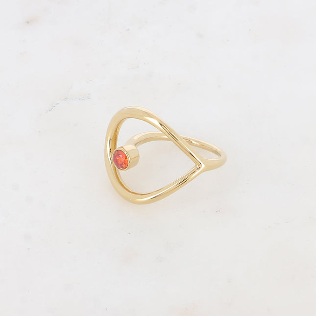 Bague - forme ajourée et cristal taillé