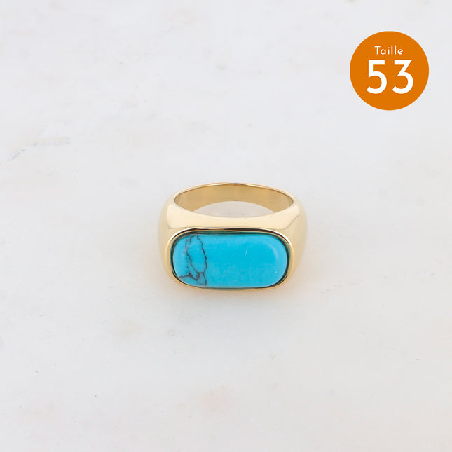 Bague chevalière Isalys - pierre naturelle rectangulaire