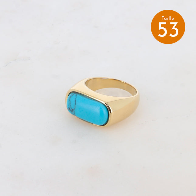 Bague chevalière Isalys - pierre naturelle rectangulaire