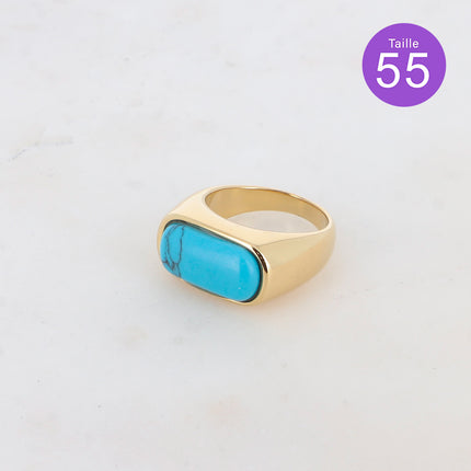 Bague chevalière Isalys - pierre naturelle rectangulaire