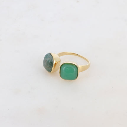 Bague Ylona - 2 pierres naturelles carrées 10mm
