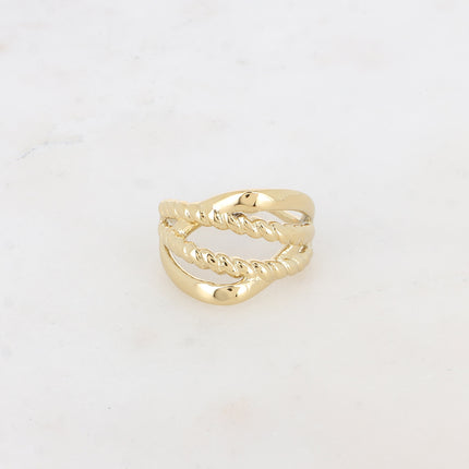 Bague - lignes entrelacées, tressées et lisses