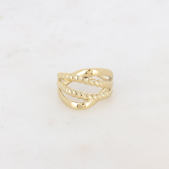 Bague - lignes entrelacées, tressées et lisses