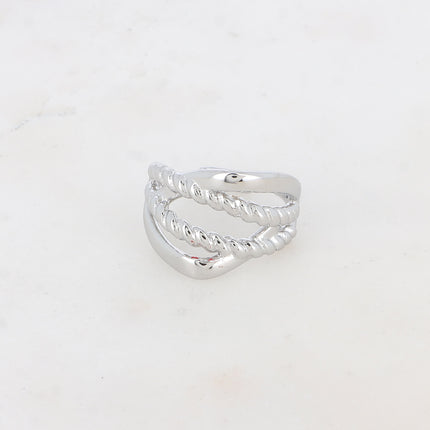Bague - lignes entrelacées, tressées et lisses