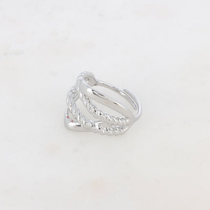 Bague - lignes entrelacées, tressées et lisses