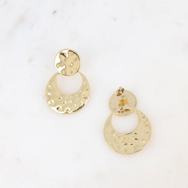 Boucles pendantes - formes rondes martelées