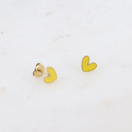 Boucles puces Yesenia - coeur émaillé