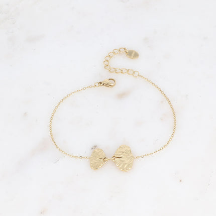 Bracelet Sierra - 2 feuilles de ginko texturées