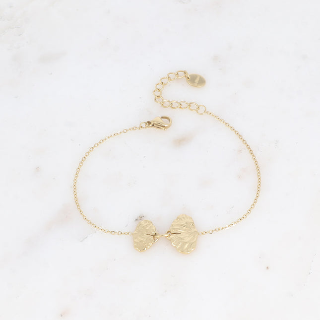 Bracelet Sierra - 2 feuilles de ginko texturées
