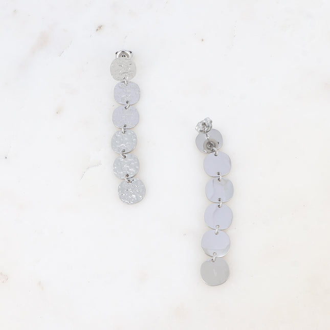Dangle earrings - 6 round hammered tassels