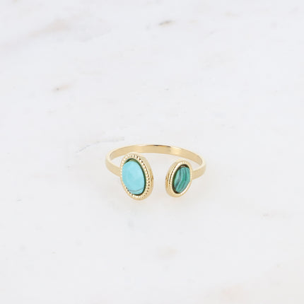 Bague - ouverture avant, 2 pierres naturelles